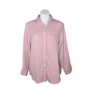 WILFRED FREE Organic Cotton Oversized Button-Down Shirt Blush Pink Small